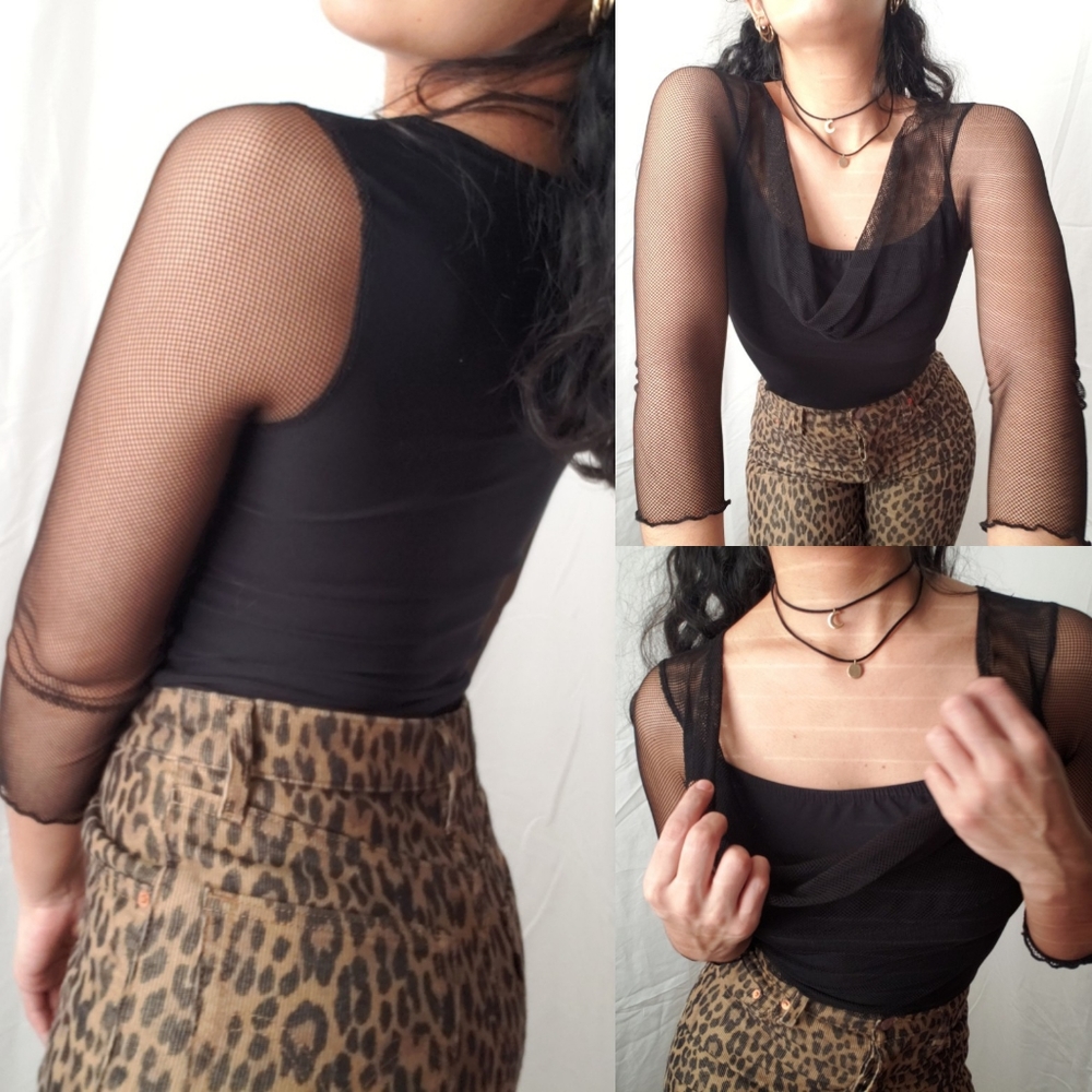 VTG Mesh Scoop Neck Blouse